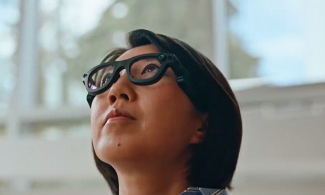 Person wearing Meta Aria Gen 2 smart glasses.